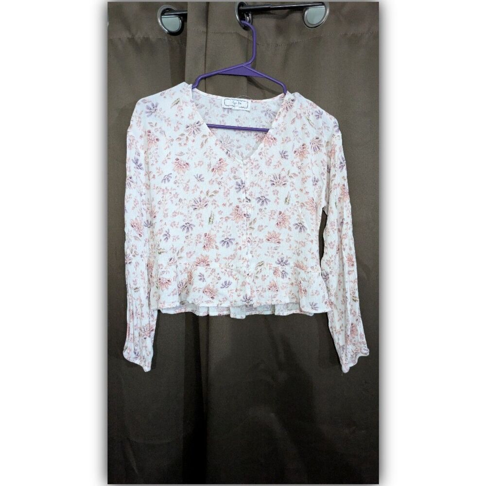 Hippie Rose Floral Button Down Top Women's Size XS Feminine Cottagecore Fairy